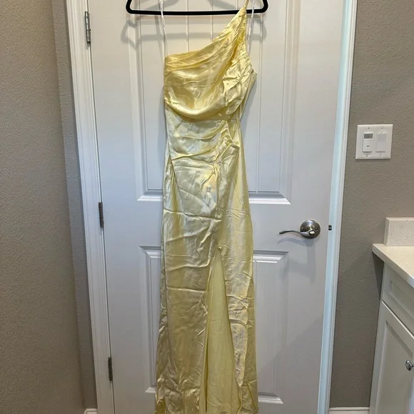 blue dress for baby girl La Lune Asymmetrical Gathered Maxi Dress | Lemon | Dresses